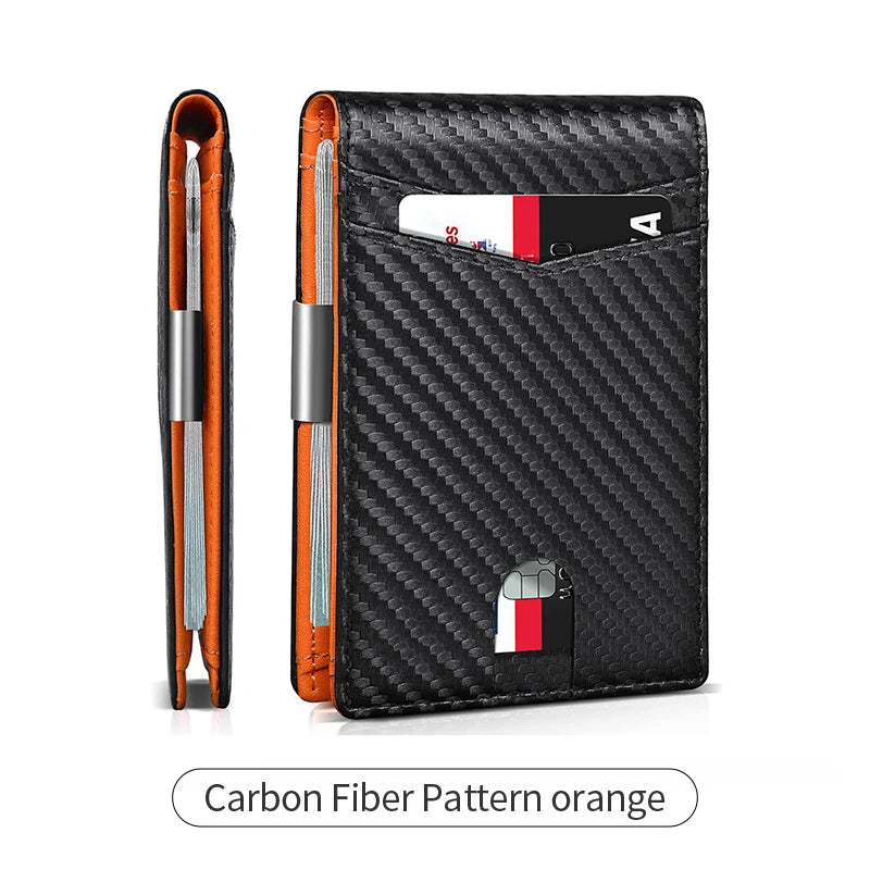 RFID Slim Men's Wallet With Money Clip,Minimalist Front Pocket Bifold Card Holder Carbon fibre Credit Card Holder Wallet